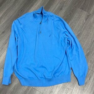 MN4 Nautica Blue Zip Up Sweater Soft Knit Casual